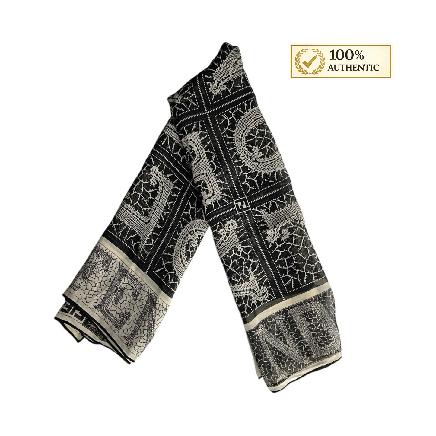 Fendi Black Silk Scarf