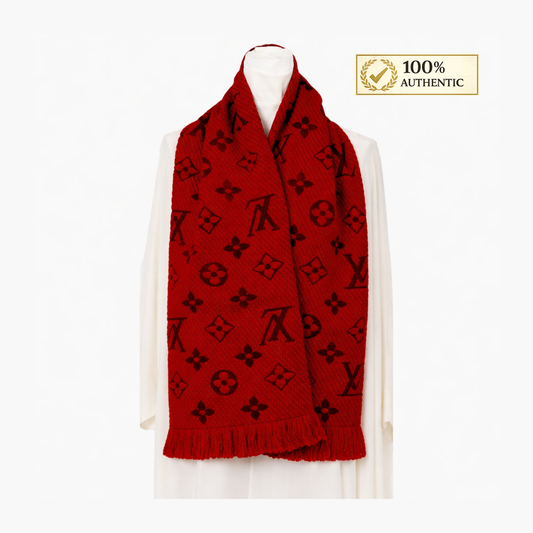 Louis Vuitton Red Logomania Reversible Wool Scarf