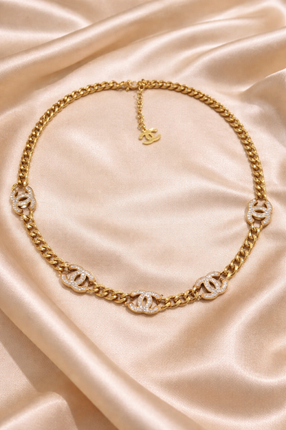 Antique Gold Cuban Link Necklace –  16” Adjustable Stainless Steel