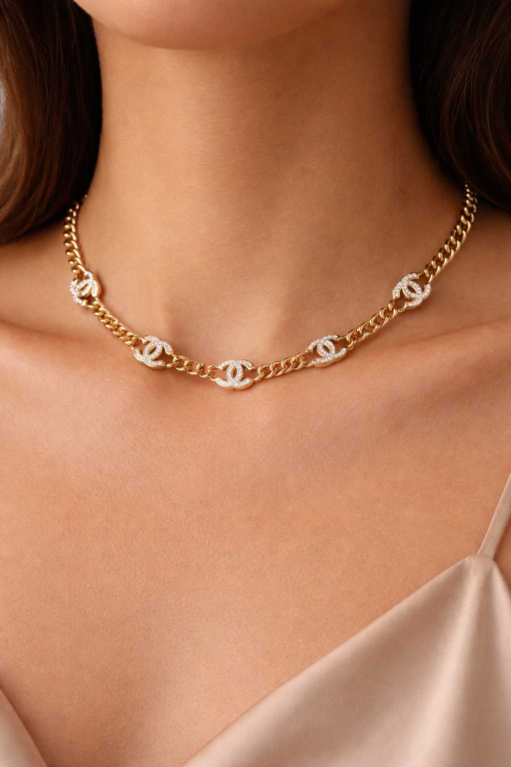 Antique Gold Cuban Link Necklace –  16” Adjustable Stainless Steel