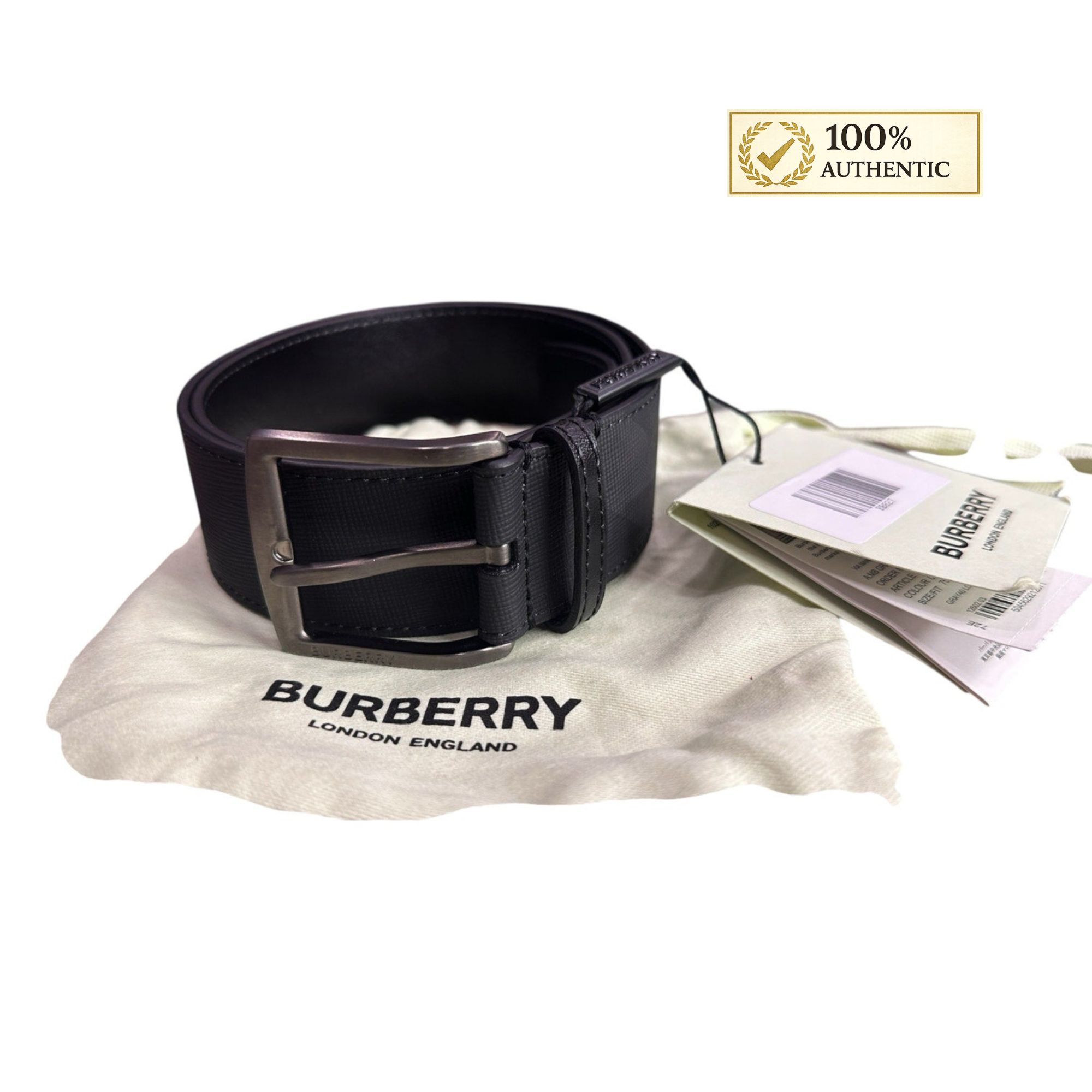 Burberry Check Charcoal Belt
