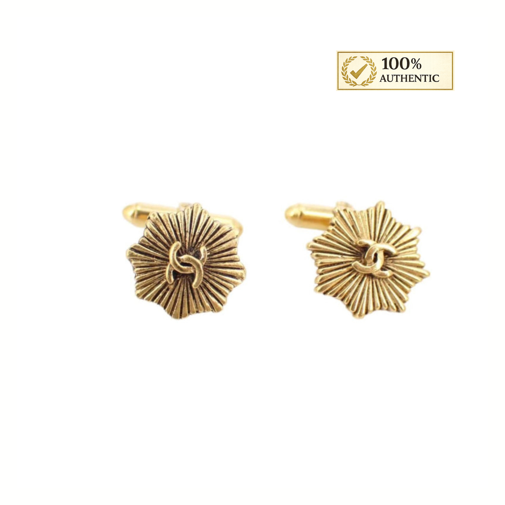Chanel Vintage 1984 Gold-Plated CC Logo Cufflinks