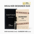 ✔️DUO: Dior Sauvage (1ml) + Burberry Her (1.5ml)- Authentic