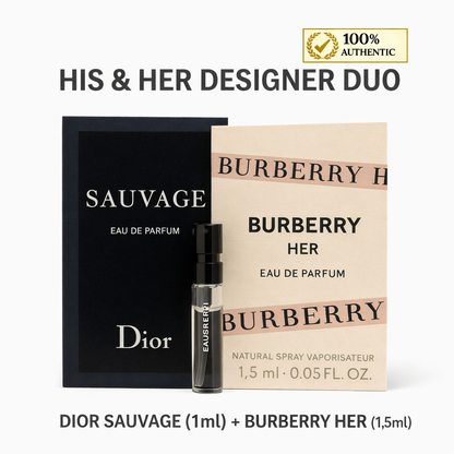 DUO: Dior Sauvage (1ml) + Burberry Her (1.5ml)- Authentic