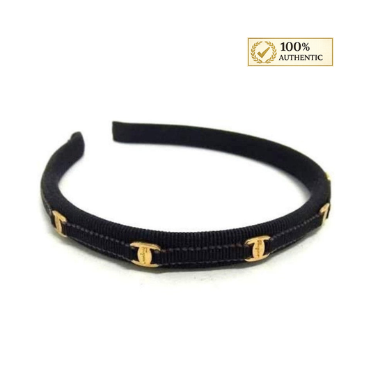 Ferragamo Black Vara Gold Headband