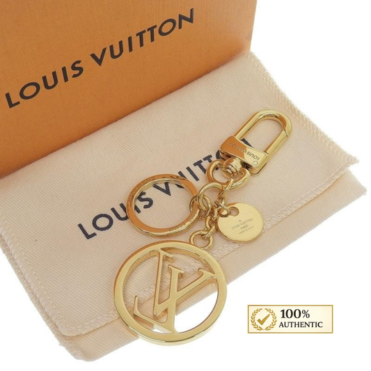 Louis Vuitton Authentic Porte Cle LV Circle Bag Charm Key Ring GP Gold 11