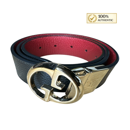 Reversible Black & Red Leather Belt