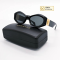 Versace Geometric Sunglasses – Made in Italy | Black with Gold Medusa Temples | 54mm