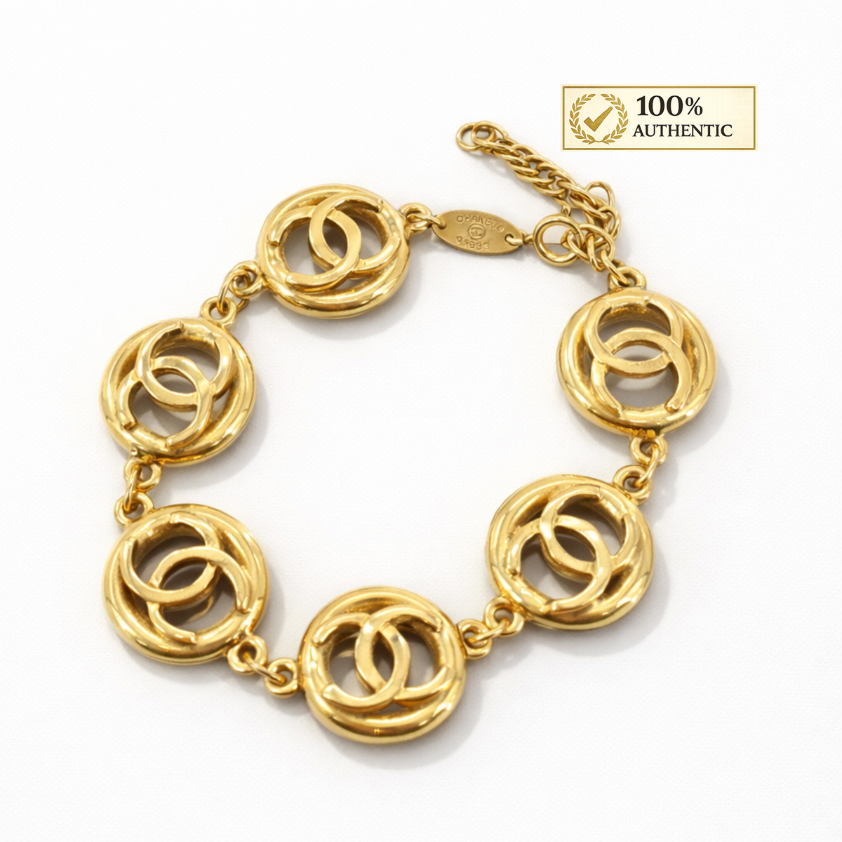 Chanel Gold-Plated 1982 CC Logo Chain Bracelet
