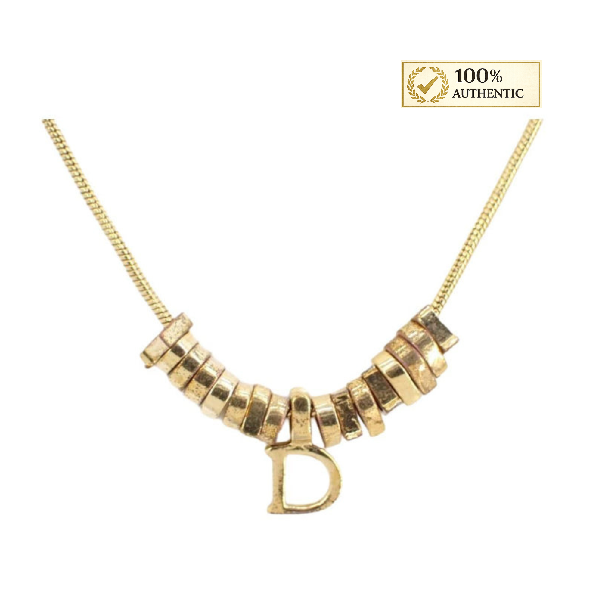 Christian Dior "D" Gold Necklace