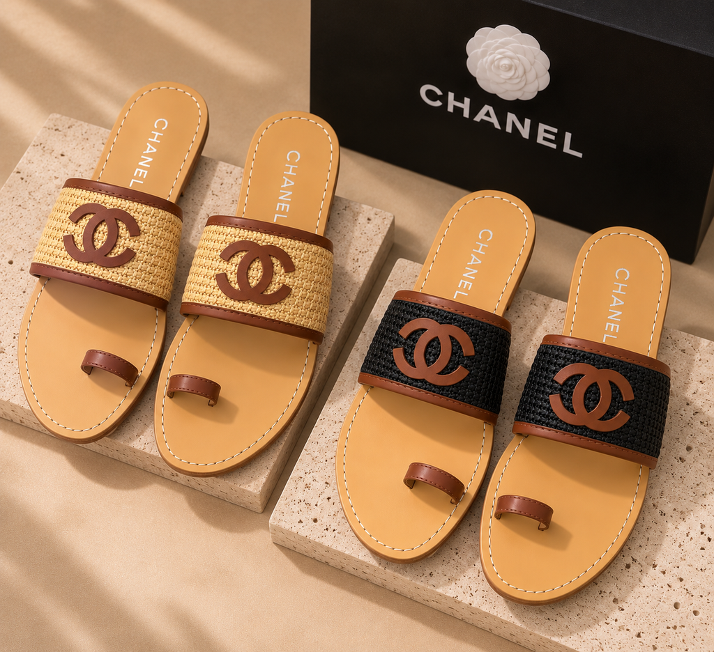 👑Raffia Fashion Slide Sandals with Box | Summer Resort Slides