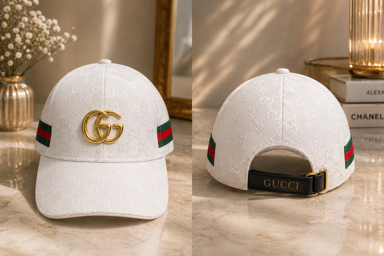 Luxury-Inspired Fashion Monogram Baseball Cap – Adjustable Designer Style Cap