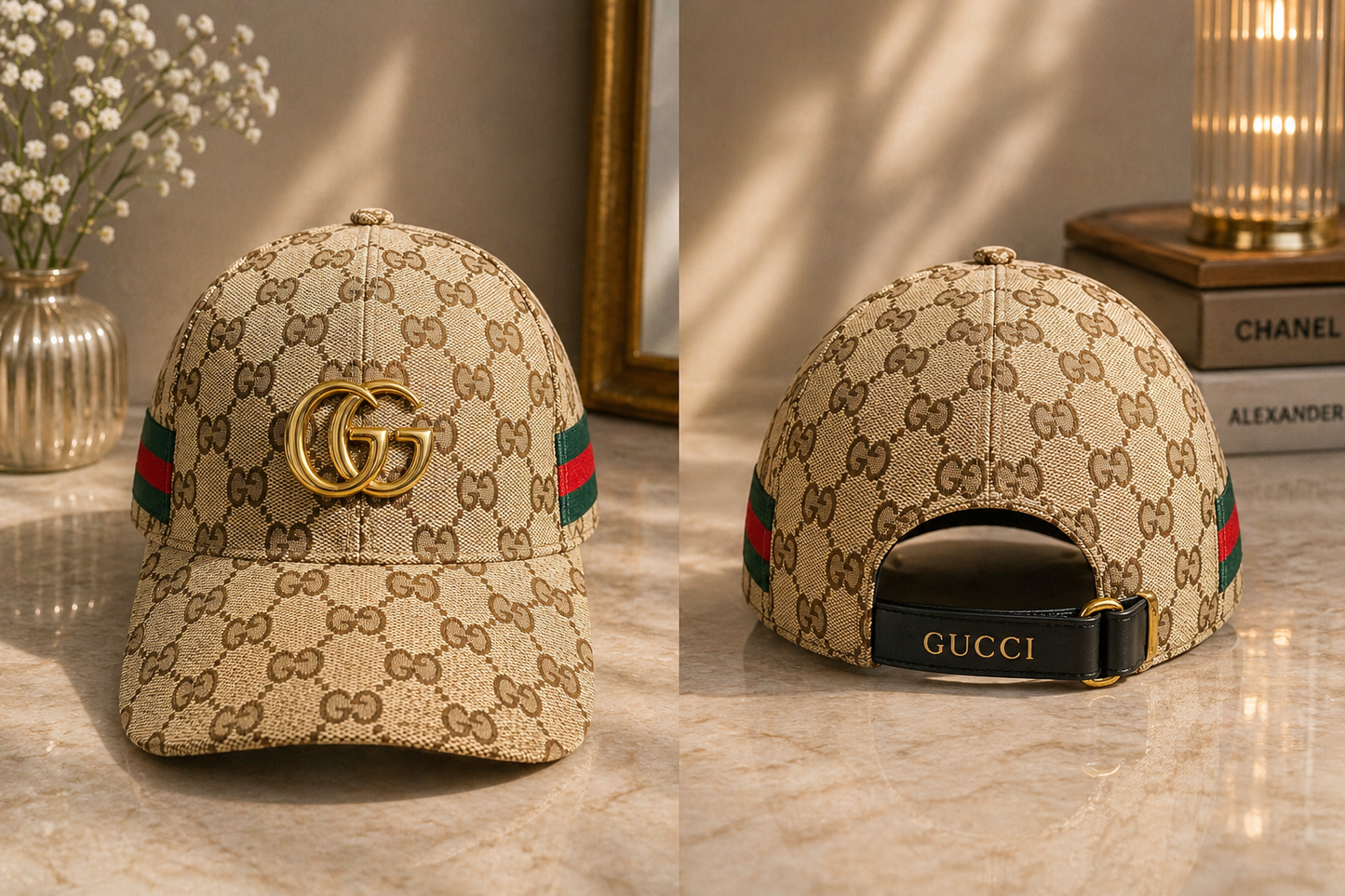 Luxury-Inspired Fashion Monogram Baseball Cap – Adjustable Designer Style Cap