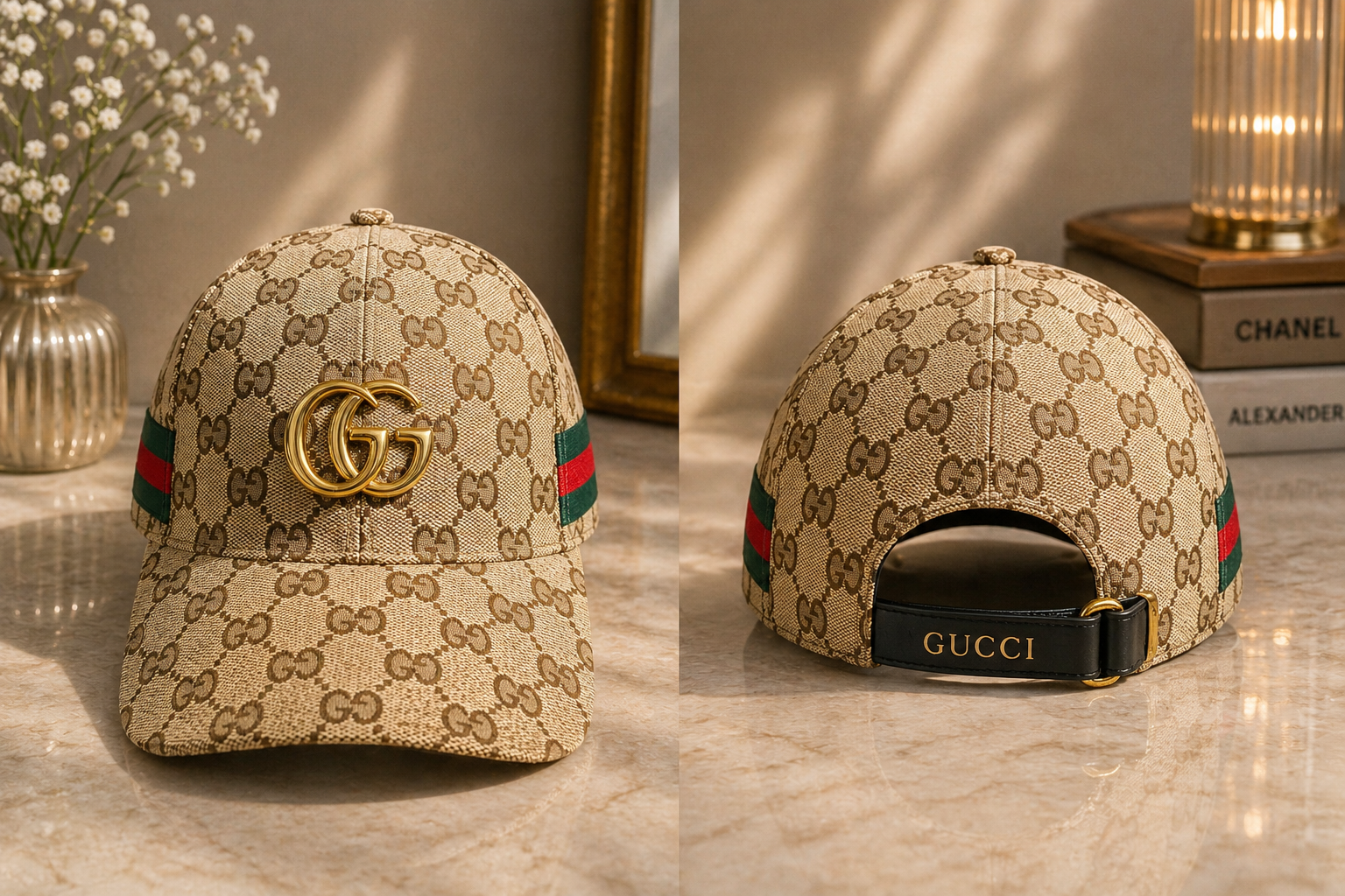 Luxury-Inspired Fashion Monogram Baseball Cap – Adjustable Designer Style Cap