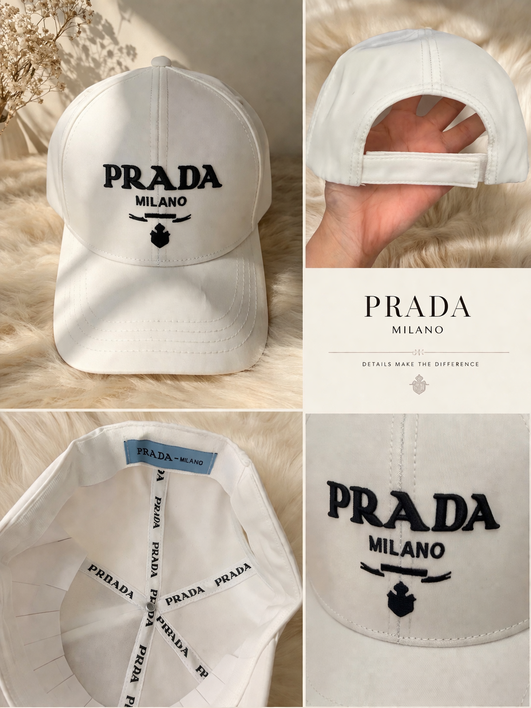 Luxury Milano Embroidered Fashion Cap – Black or White