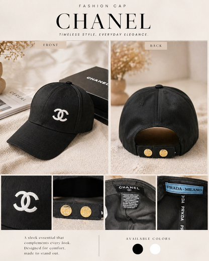 Luxury Inspired Embroidered Fashion Cap – Black or White