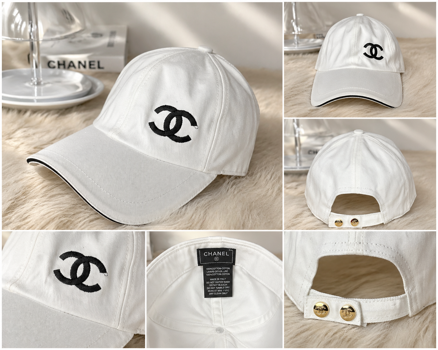 Luxury Inspired Embroidered Fashion Cap – Black or White