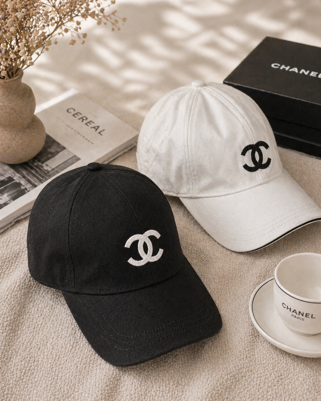 Luxury Inspired Embroidered Fashion Cap – Black or White
