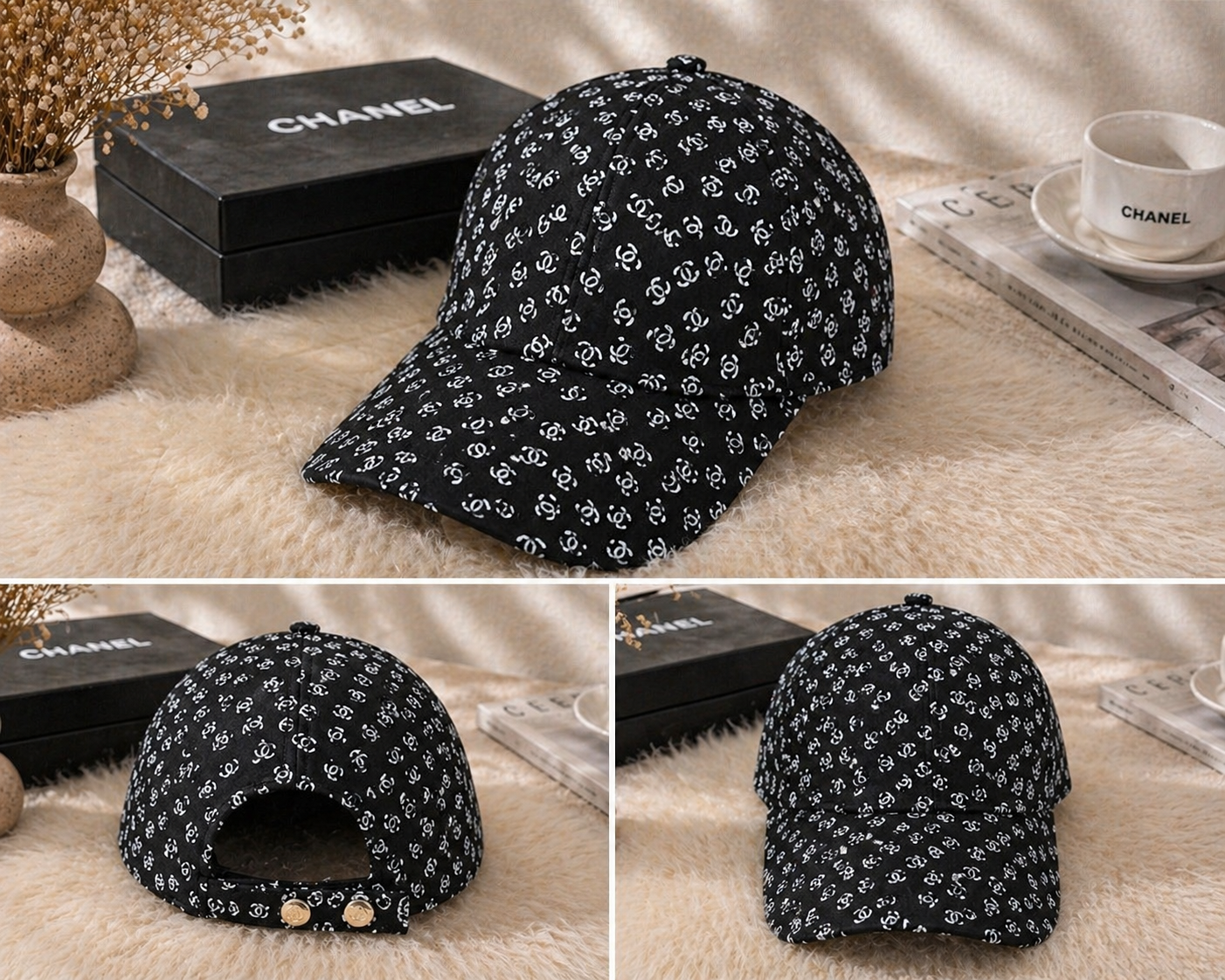 Luxury Monogram Fashion Cap Collection – 3 Color Options