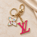 Pink Floral Monogram-Style Fashion Keychain & Bag Charm