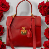 GUCCI Lady Lock Red Leather Vintage Handbag - Clairely Amazing