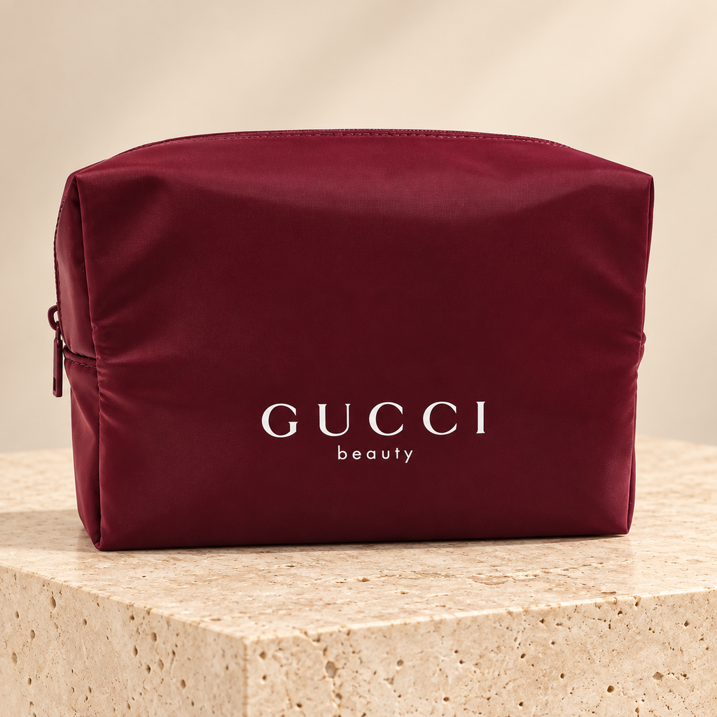 Burgundy Glossy Beauty Cosmetic Pouch – GWP Edition