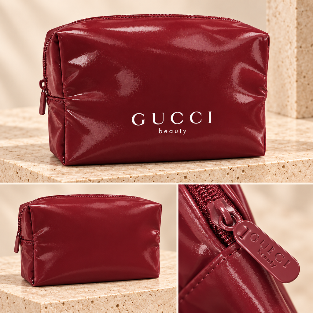 Burgundy Glossy Beauty Cosmetic Pouch – GWP Edition