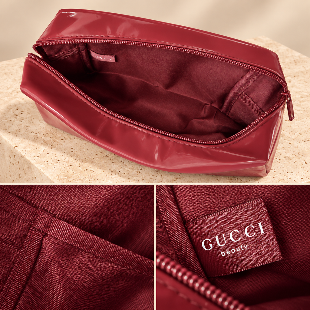 Burgundy Glossy Beauty Cosmetic Pouch – GWP Edition