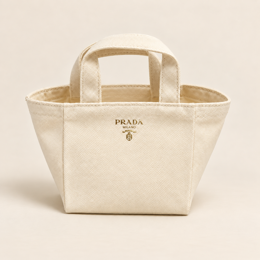 Ivory Canvas Mini Tote – Gold Logo GWP