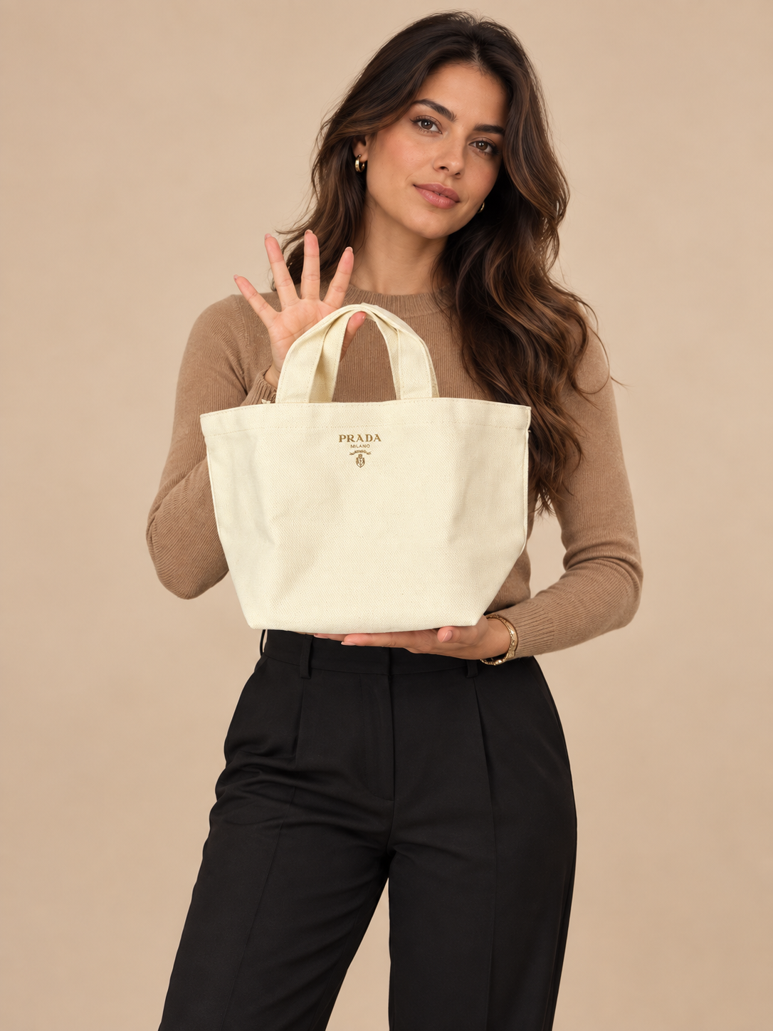 Ivory Canvas Mini Tote – Gold Logo GWP