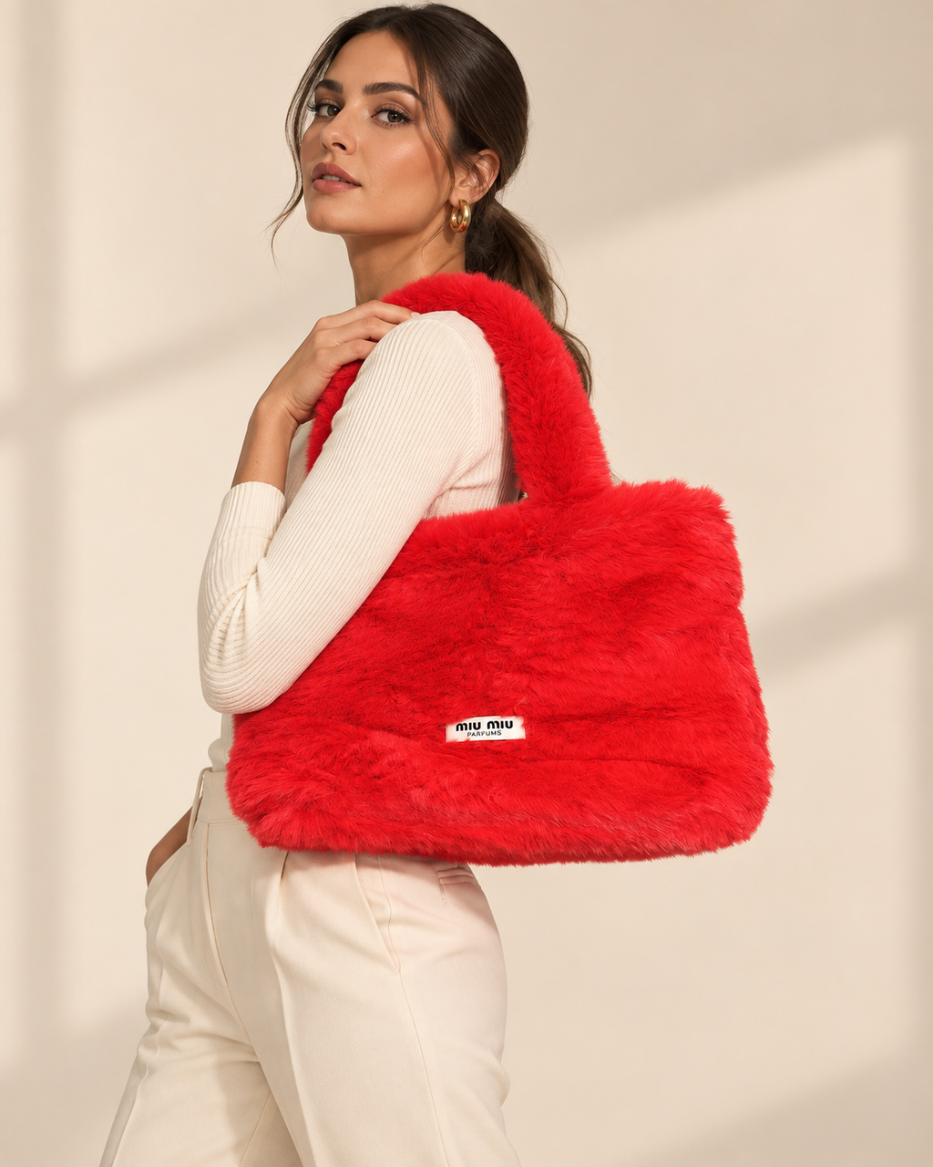 Miu Miu GWP Plush Faux Fur Tote Bag – Pink or Red