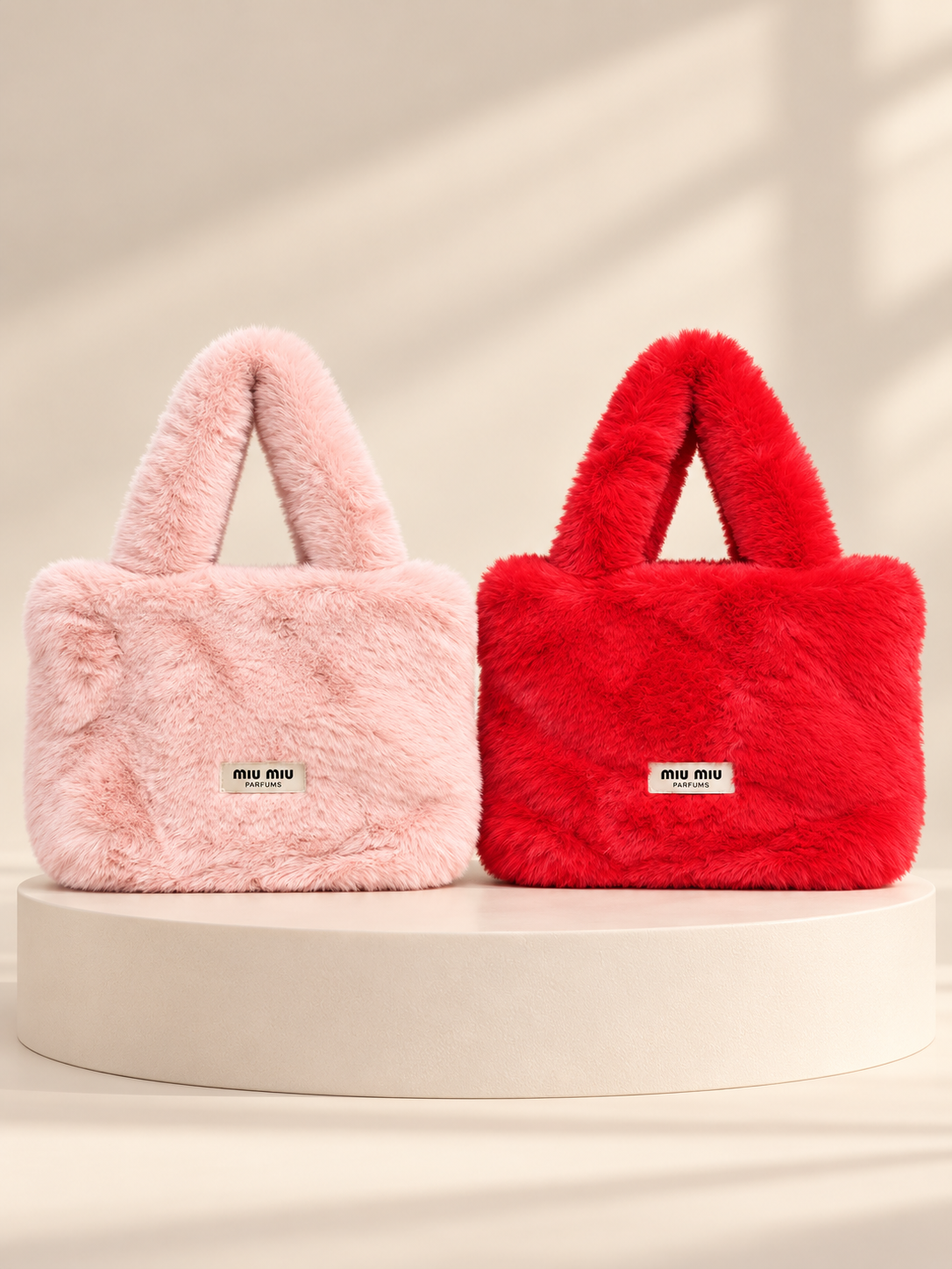 Miu Miu GWP Plush Faux Fur Tote Bag – Pink or Red