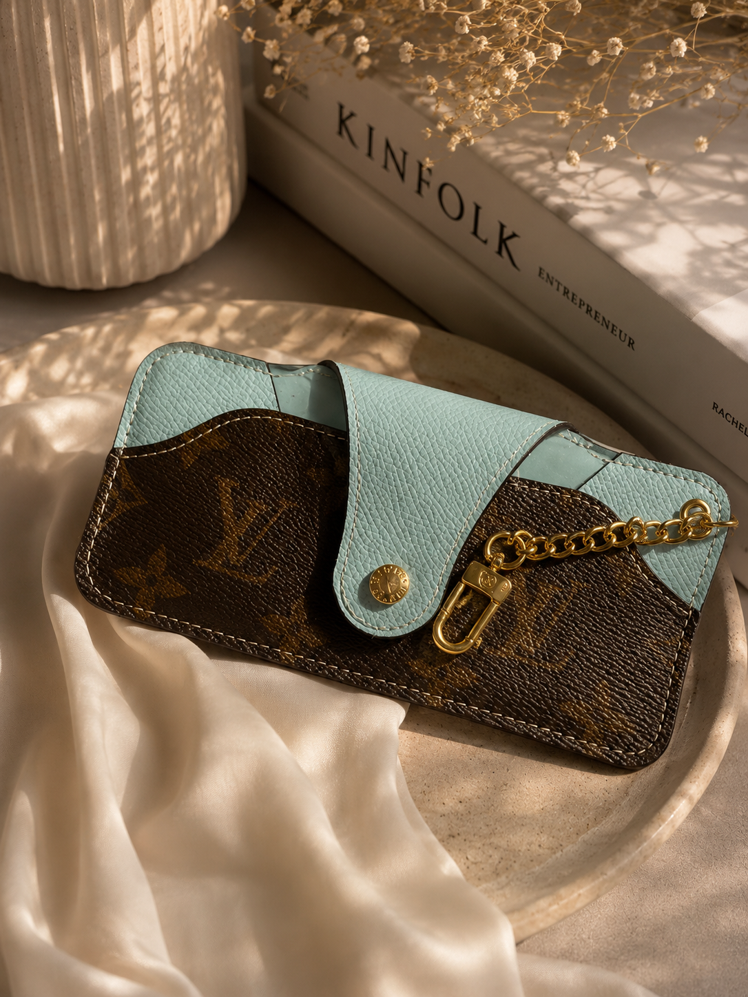 Fashion Monogram Sunglasses Case with Attached Chain