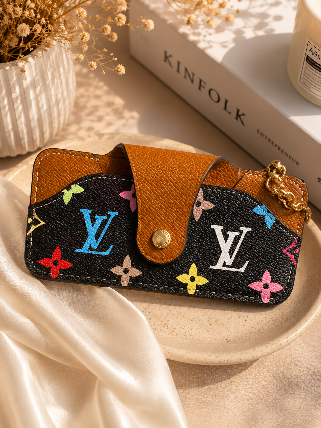 Fashion Monogram Sunglasses Case with Attached Chain