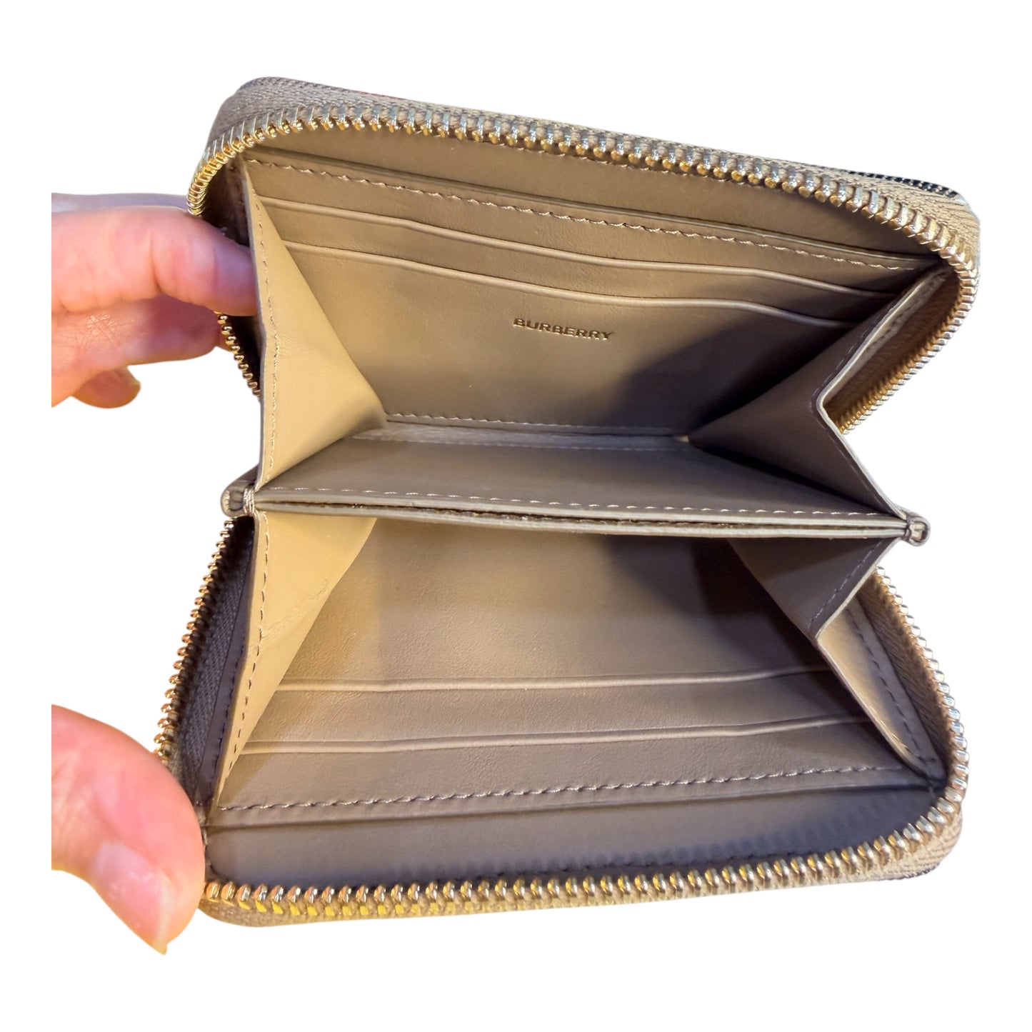 Burberry Pale Cameo Zip Around Compact Wallet