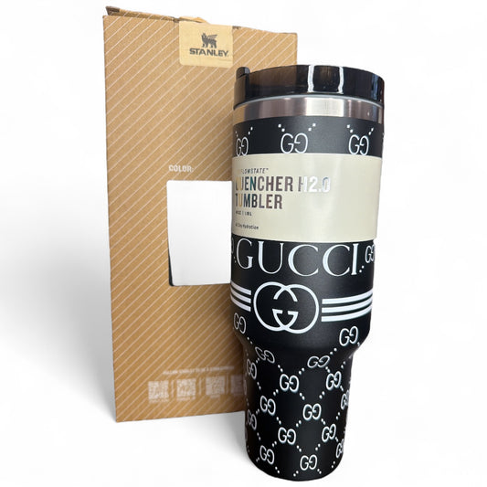 Fashion White & Black 40oz Tumbler with Handle