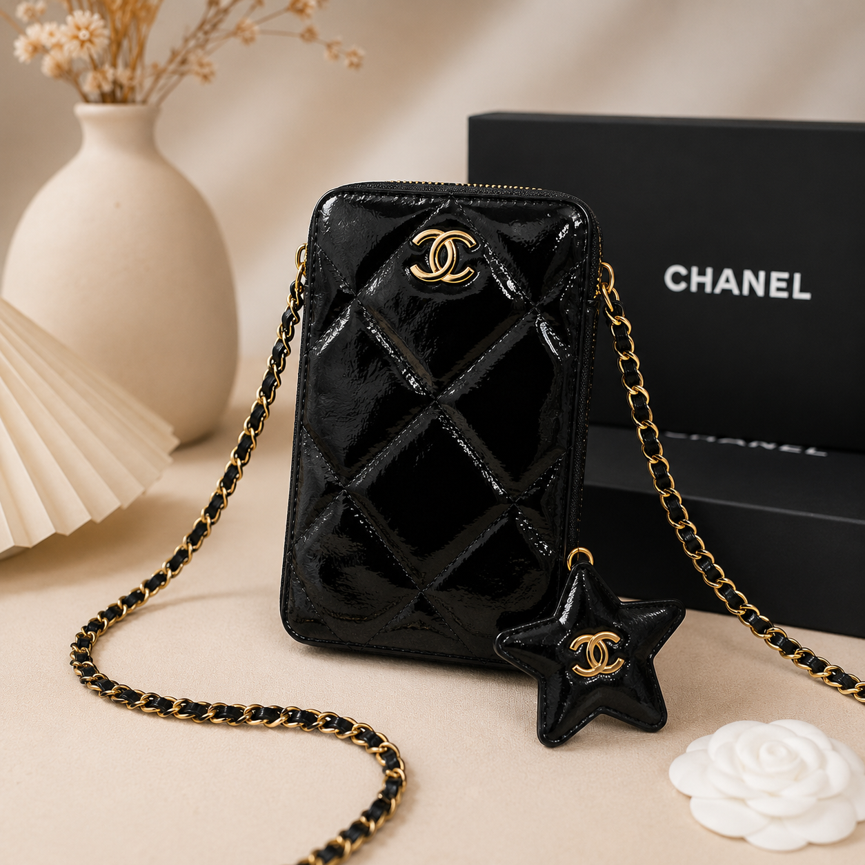 CHANEL BEAUTÉ Wax Leather Star Phone Bag Crossbody – GWP
