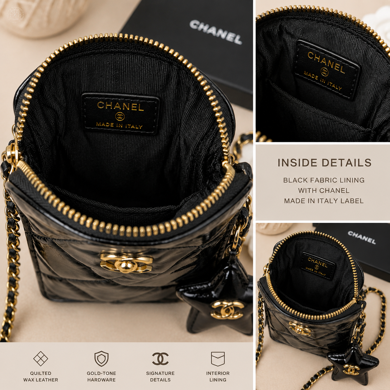 CHANEL BEAUTÉ Wax Leather Star Phone Bag Crossbody – GWP