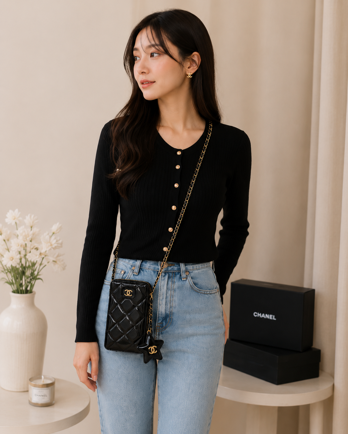 CHANEL BEAUTÉ Wax Leather Star Phone Bag Crossbody – GWP