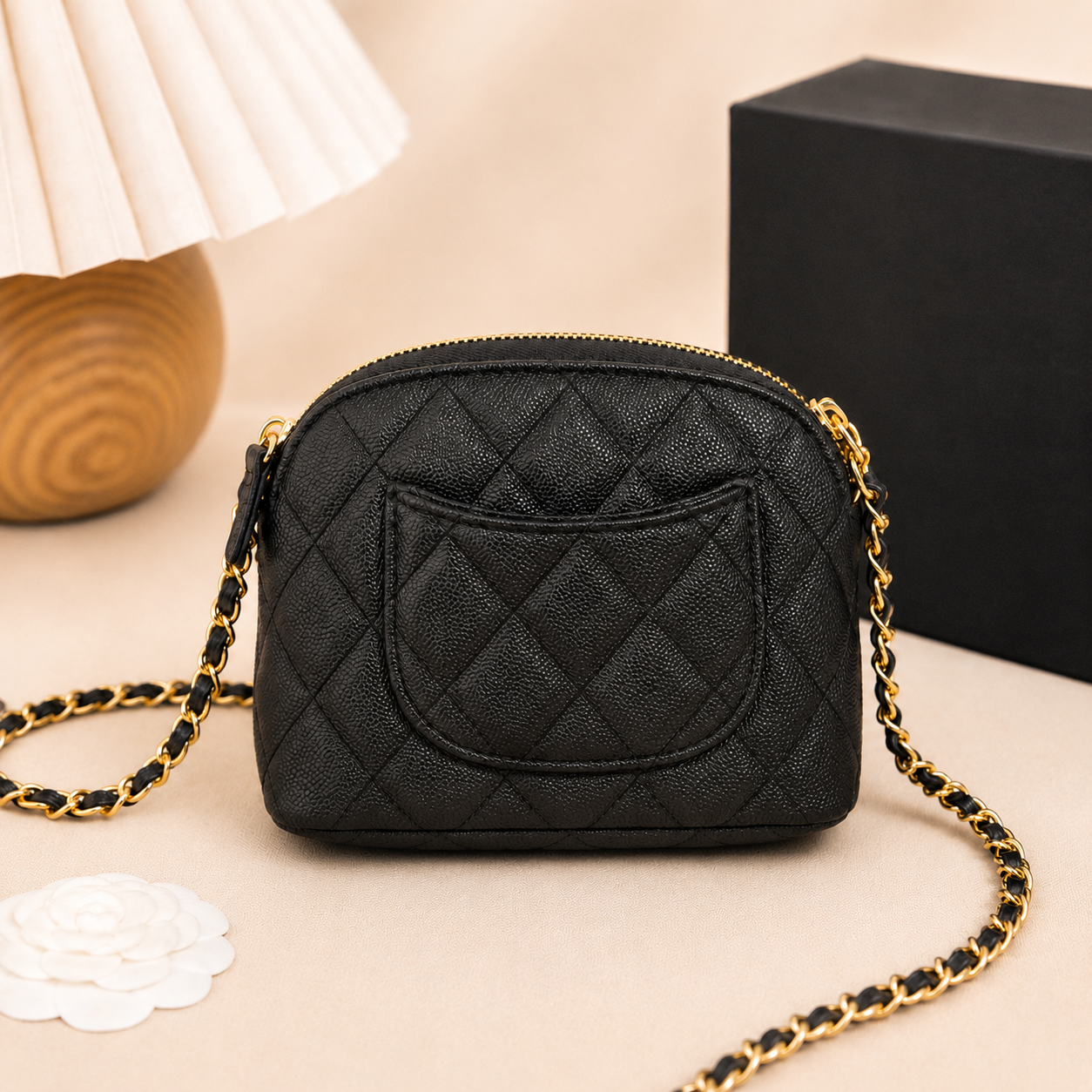 CHANEL Beauty Shell     Mini Crossbody Bag Caviar-Style GWP Bag