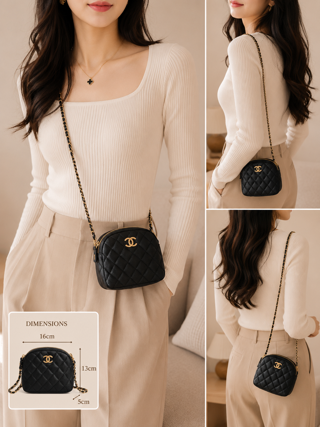 CHANEL Beauty Shell     Mini Crossbody Bag Caviar-Style GWP Bag