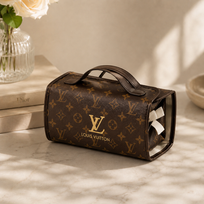 Fashion Monogram Convertible Cosmetic Travel Organizer Case with 4 Detachable Pouches