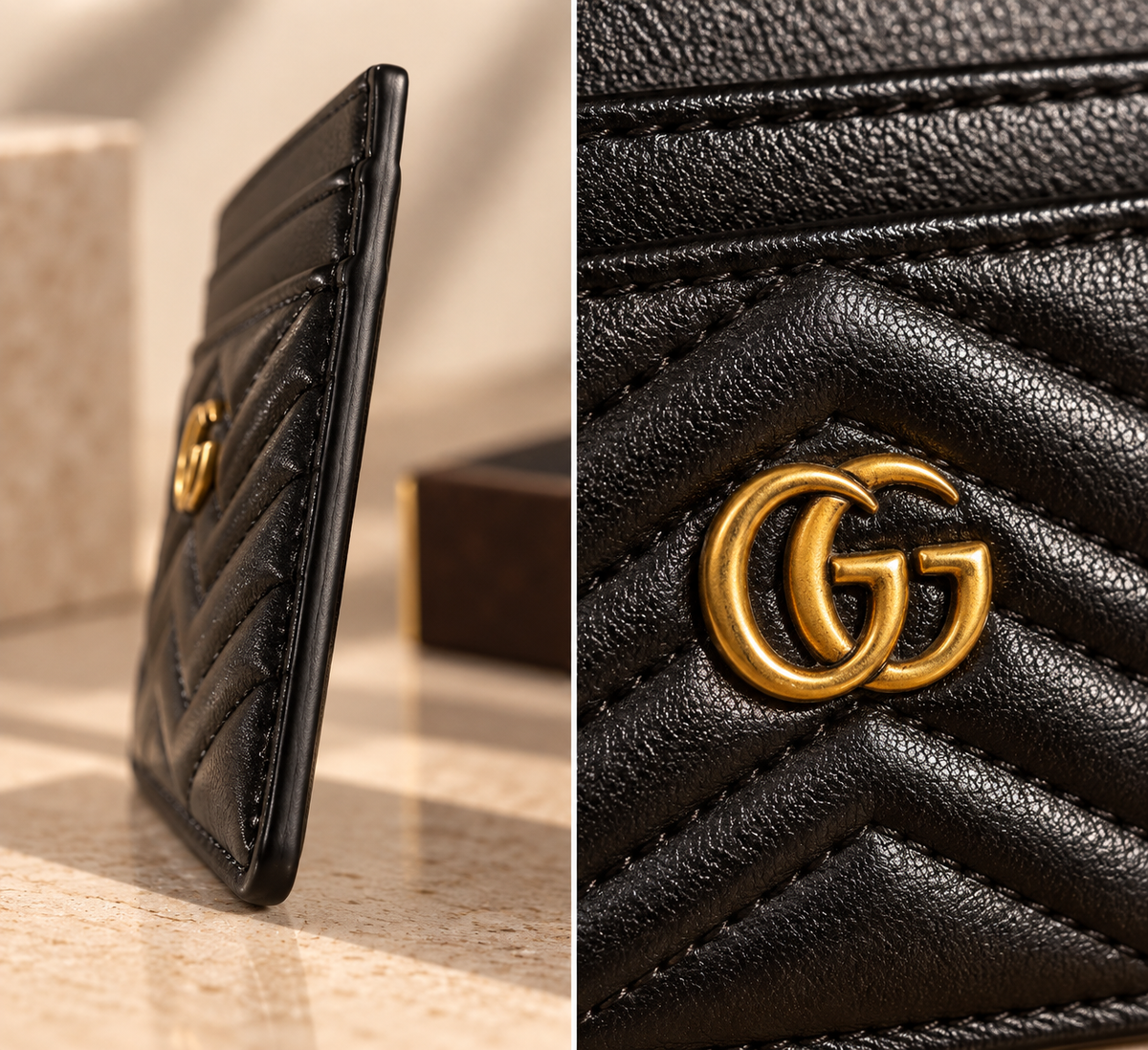 👑Select Quilted Card Holder – Chevron Design with Gold-Tone Accent