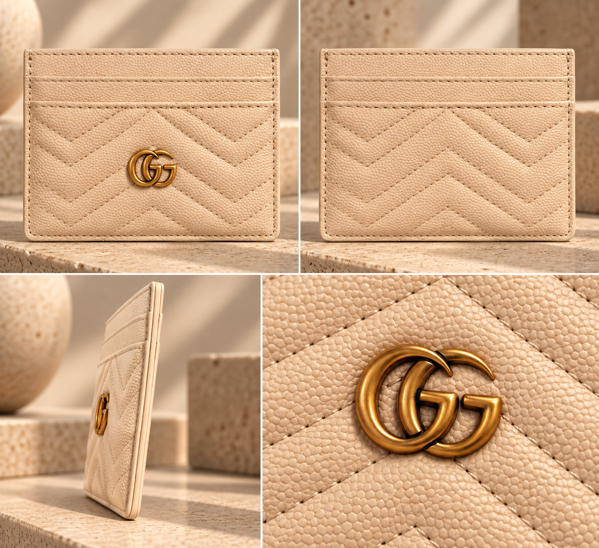 👑Select Quilted Card Holder – Chevron Design with Gold-Tone Accent