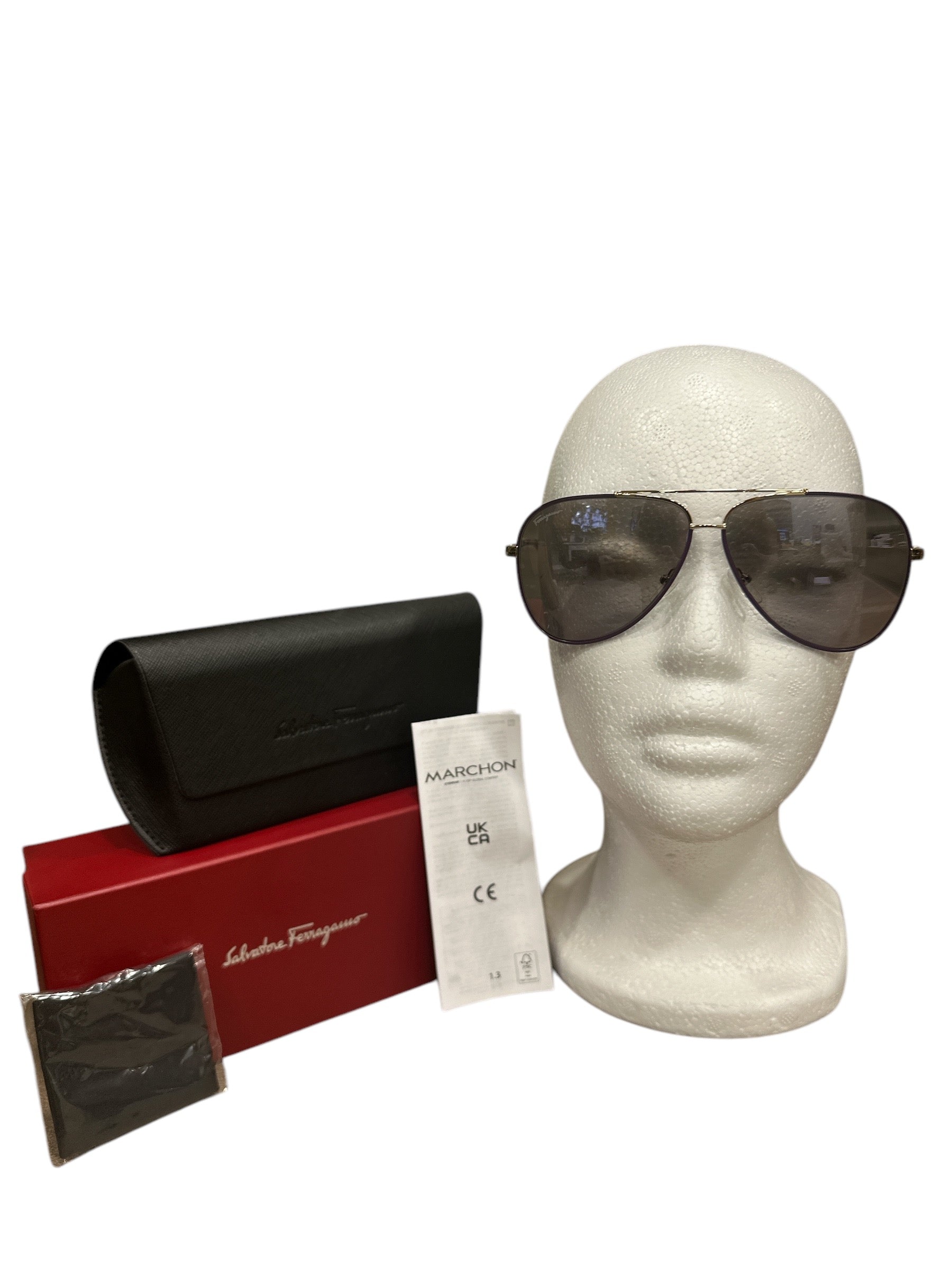 Salvatore Ferragamo Purple Aviator Sunglasses - Clairely Amazing