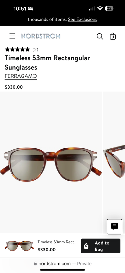 Salvatore Ferragamo Timeless TORTOISE Sunglasses - Clairely Amazing