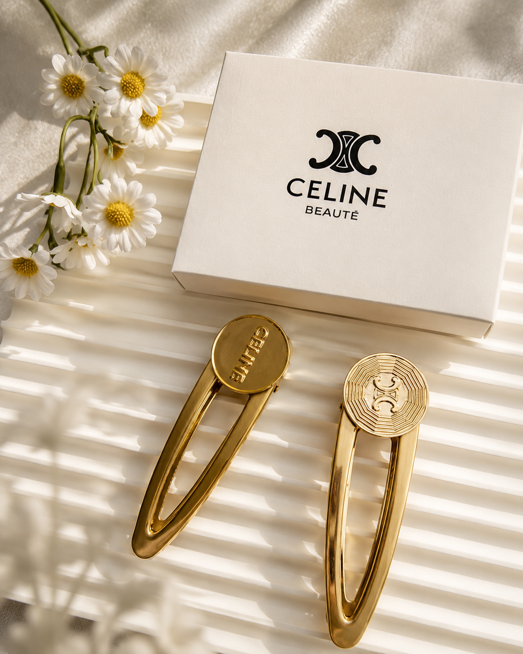 Celine Beauté GWP Gold Coin Hair Clip | Metal Hair Barrette | GWP