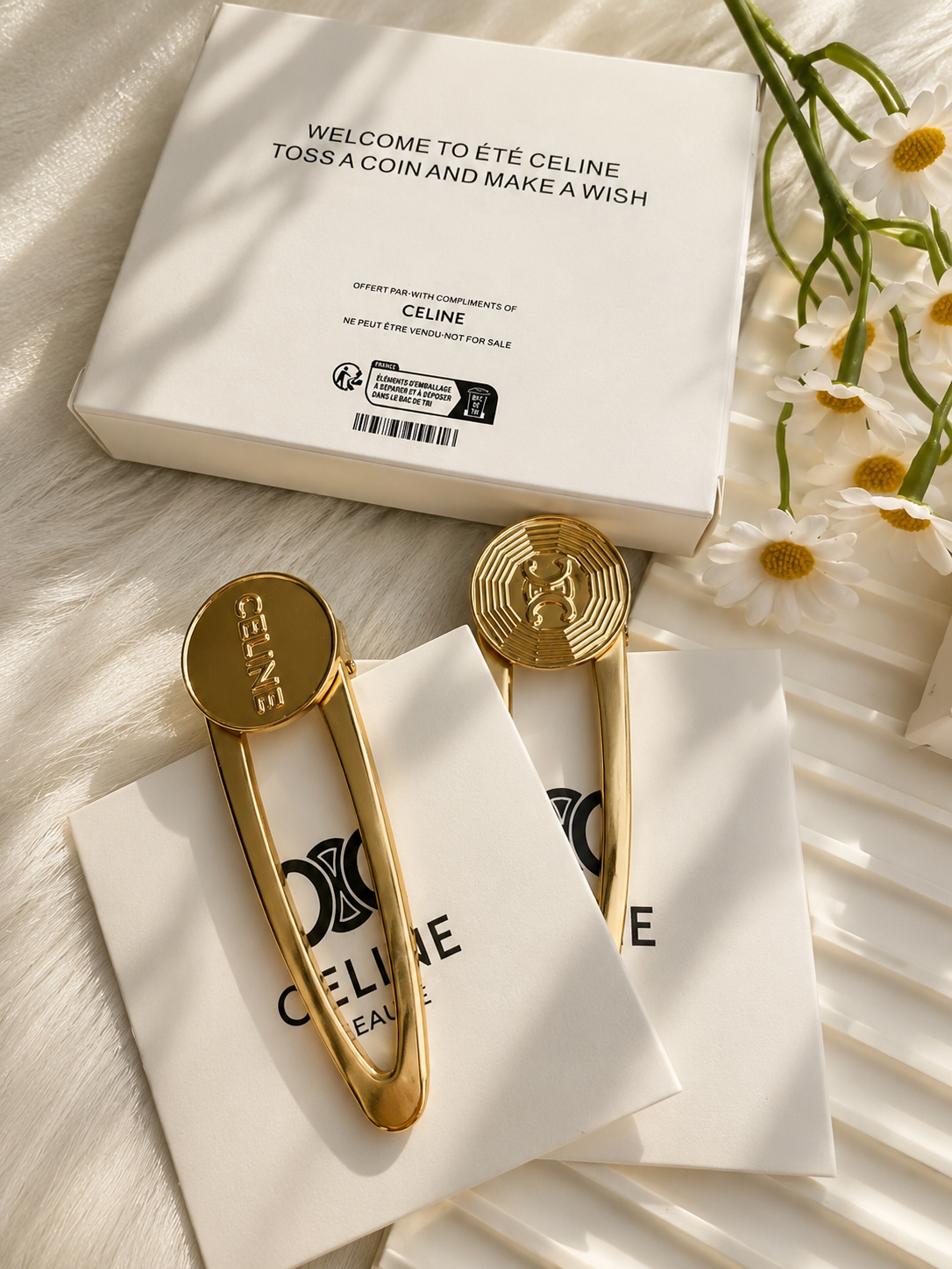 Celine Beauté GWP Gold Coin Hair Clip | Metal Hair Barrette | GWP