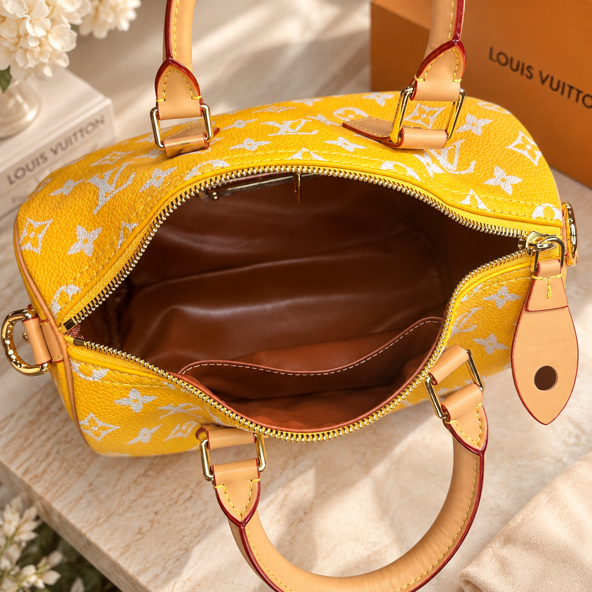 💎Fashion Yellow Monogram 25cm Top Handle Bag Set – Premium Quality
