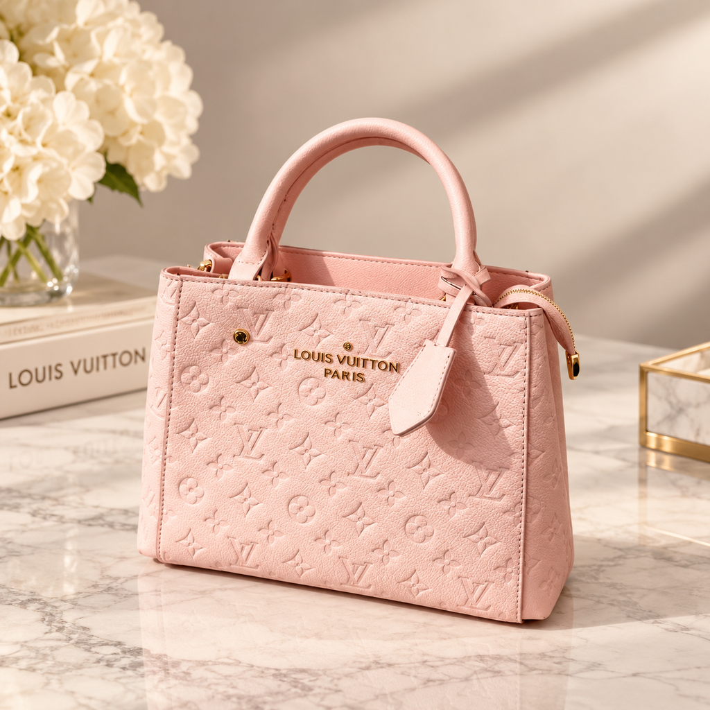 ✨ Structured Embossed Top Handle Tote – Multiple Colors